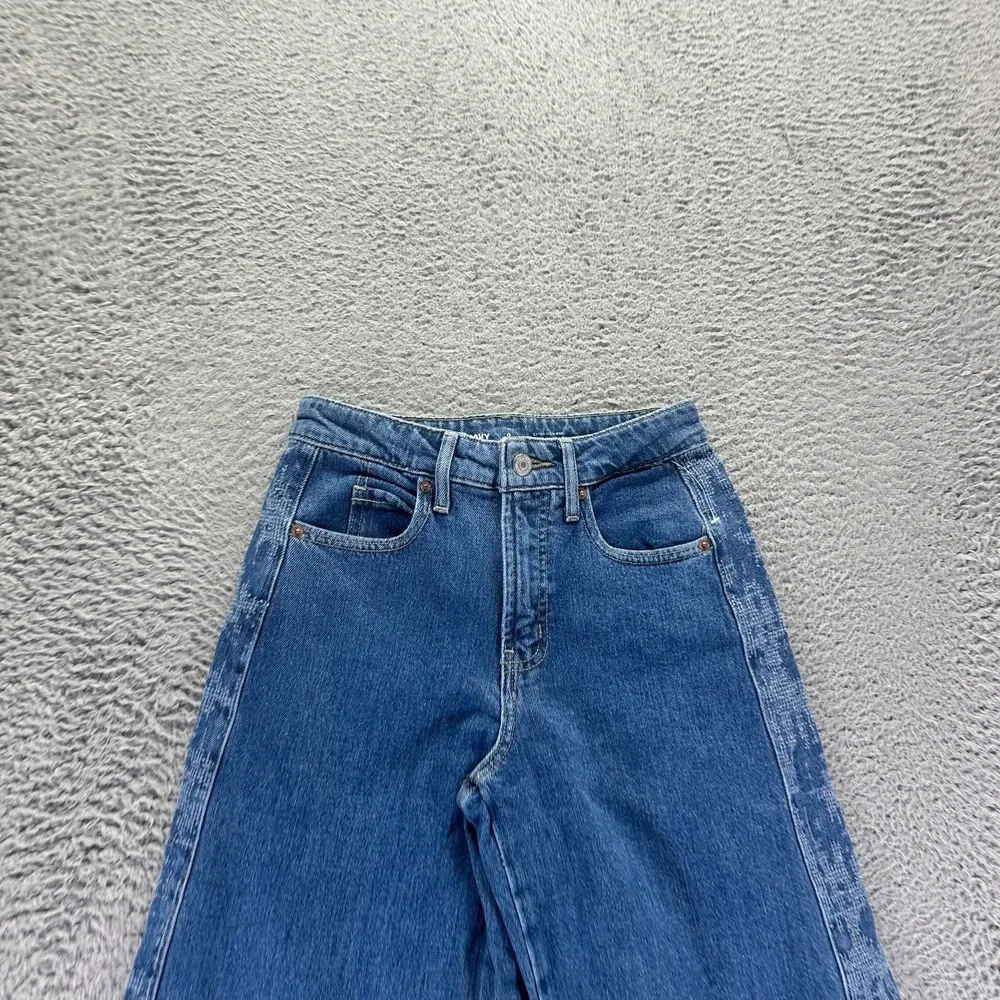 Old Navy Drapey Jeans Women's 0P Blue Cotton Denim Wide-Leg Workwear Stretch